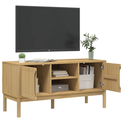 TV-Schrank FLORO Wachsbraun 114x43x55 cm Massivholz Kiefer