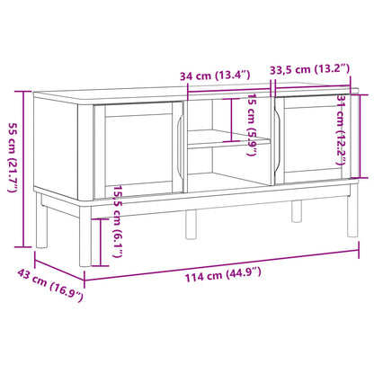 TV-Schrank FLORO Wachsbraun 114x43x55 cm Massivholz Kiefer