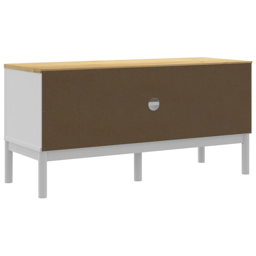 TV-Schrank FLORO Weiß 114x43x55 cm Massivholz Kiefer