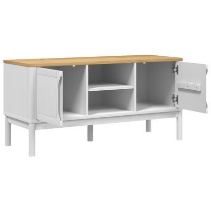 TV-Schrank FLORO Weiß 114x43x55 cm Massivholz Kiefer