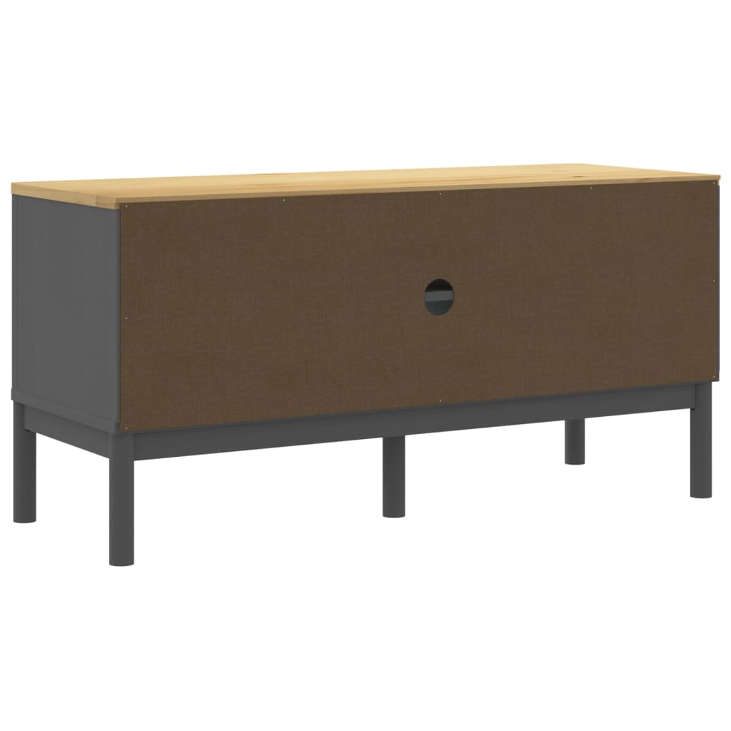 TV-Schrank FLORO Grau 114x43x55 cm Massivholz Kiefer