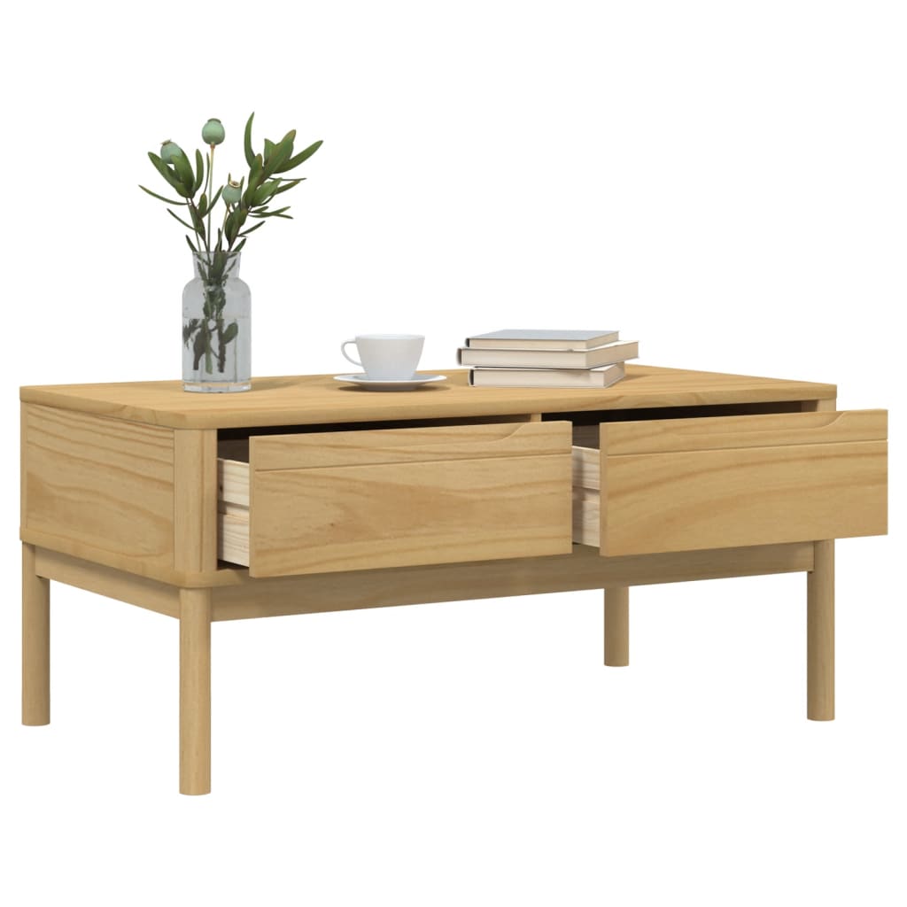 Couchtisch FLORO Wachsbraun 99x55,5x45 cm Massivholz Kiefer