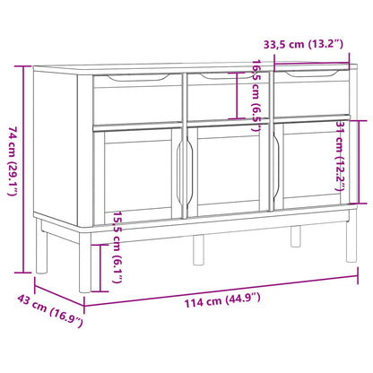 Sideboard FLORO Weiß 114x43x74 cm Massivholz Kiefer