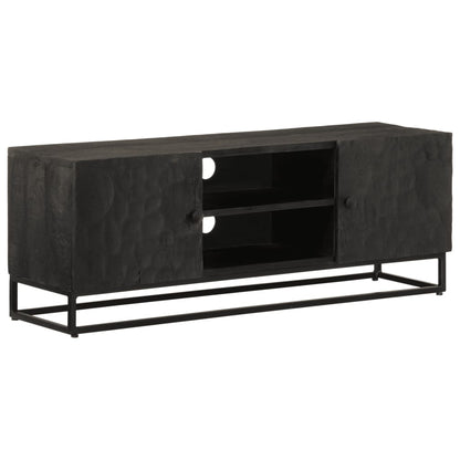 TV-Schrank Schwarz 110x30x40 cm Massivholz Mango und Eisen