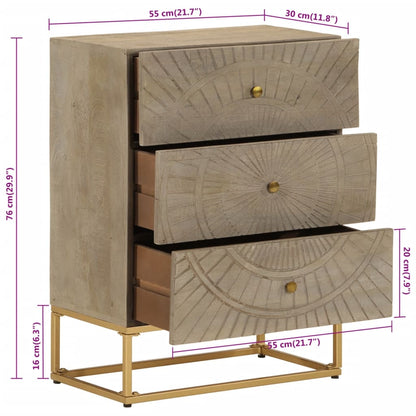 Kommode 55x30x76 cm Massivholz Mango und Eisen