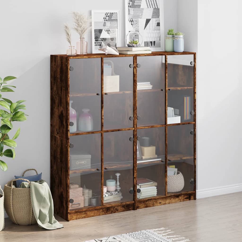 Bücherschrank mit Türen Räuchereiche 136x37x142cm Holzwerkstoff