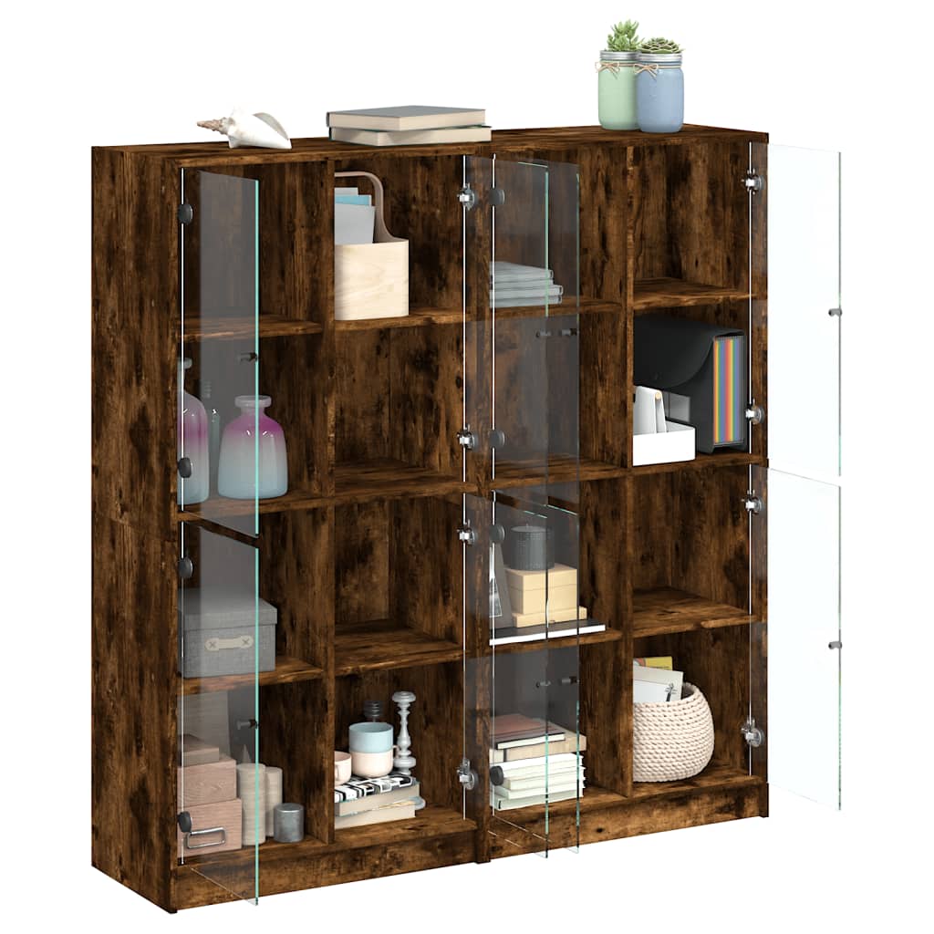 Bücherschrank mit Türen Räuchereiche 136x37x142cm Holzwerkstoff