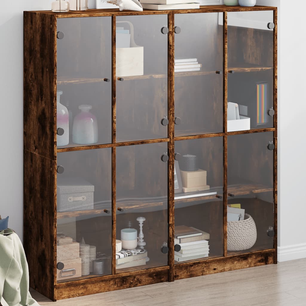 Bücherschrank mit Türen Räuchereiche 136x37x142cm Holzwerkstoff