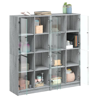 Bücherschrank mit Türen Grau Sonoma 136x37x142 cm Holzwerkstoff