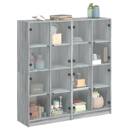 Bücherschrank mit Türen Grau Sonoma 136x37x142 cm Holzwerkstoff