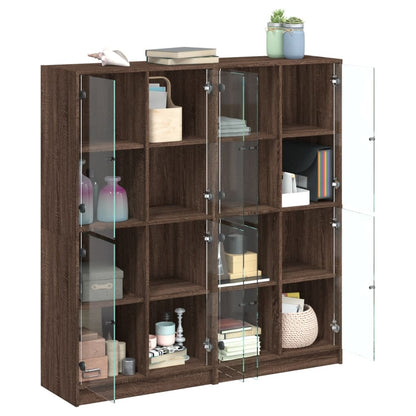 Bücherschrank mit Türen Braun Eichen-Optik 136x37x142 cm