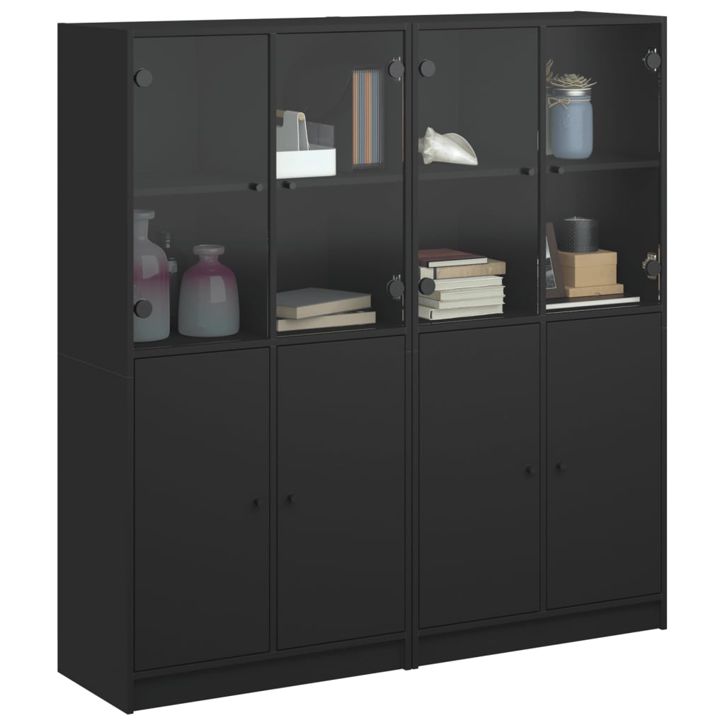 Bücherschrank mit Türen Schwarz 136x37x142 cm Holzwerkstoff