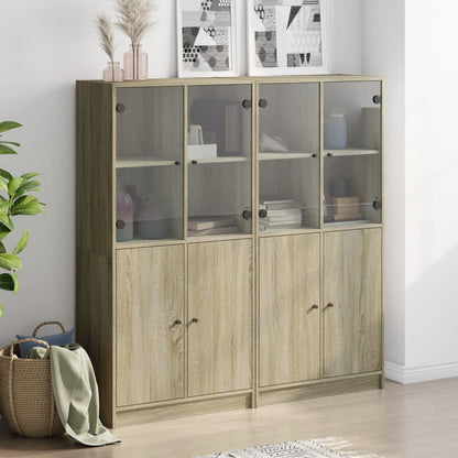 Bücherschrank mit Türen Sonoma-Eiche 136x37x142cm Holzwerkstoff