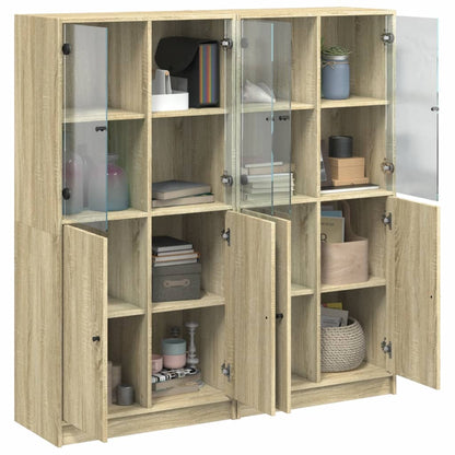 Bücherschrank mit Türen Sonoma-Eiche 136x37x142cm Holzwerkstoff