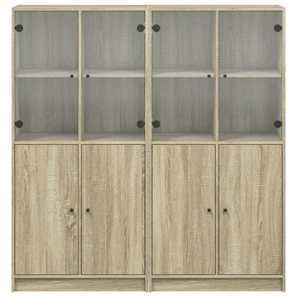 Bücherschrank mit Türen Sonoma-Eiche 136x37x142cm Holzwerkstoff