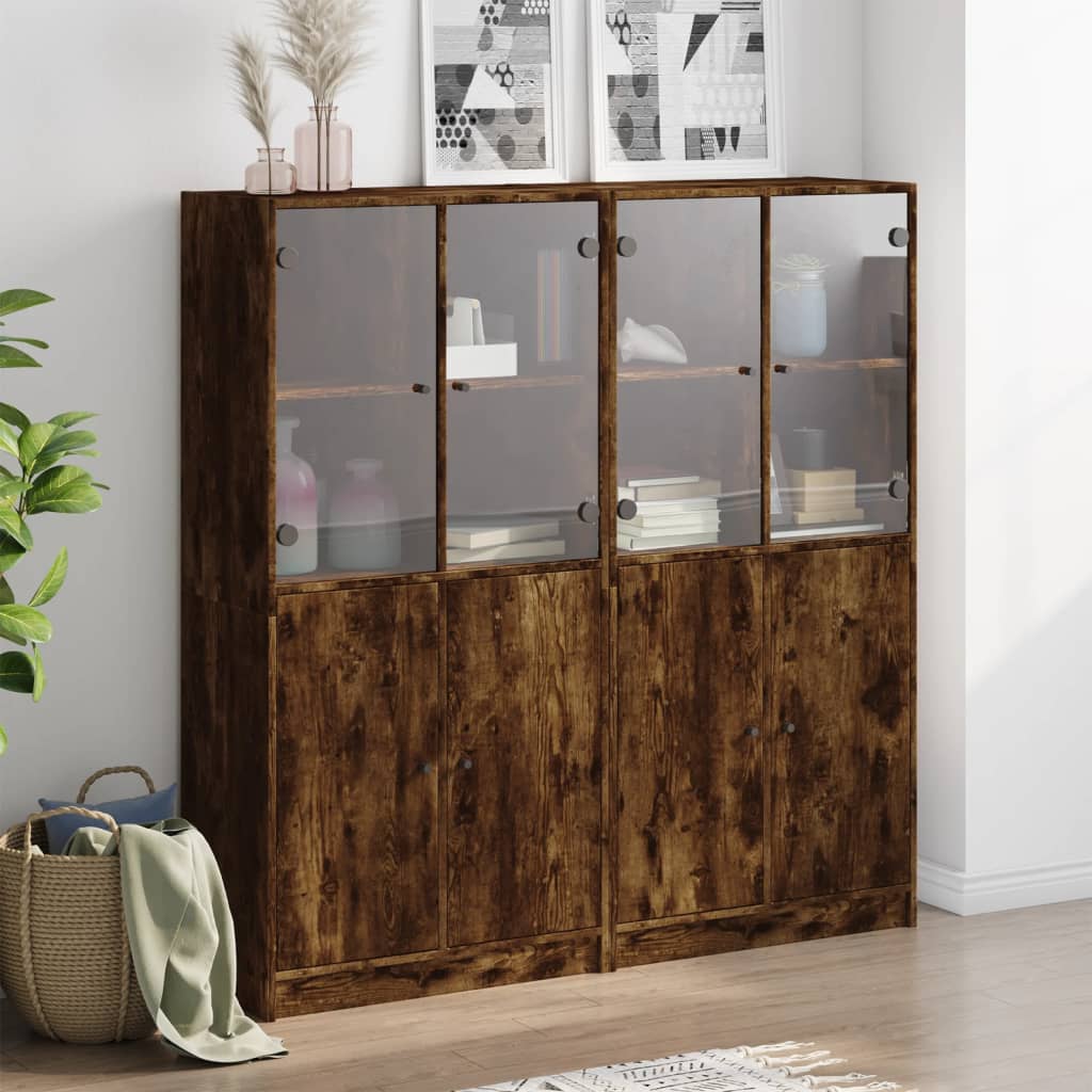 Bücherschrank mit Türen Räuchereiche 136x37x142cm Holzwerkstoff