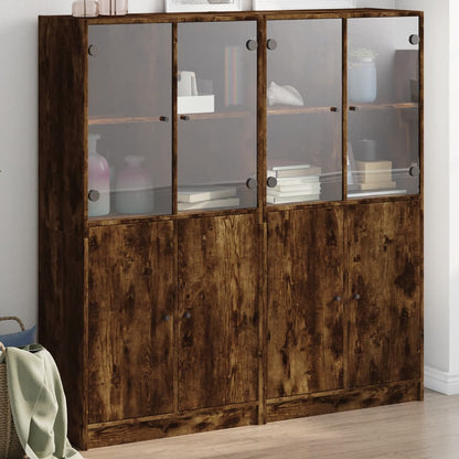 Bücherschrank mit Türen Räuchereiche 136x37x142cm Holzwerkstoff