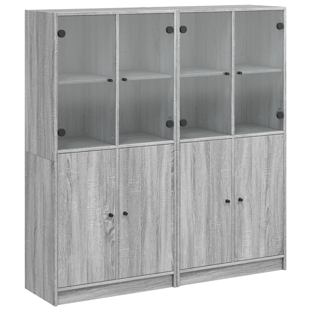 Bücherschrank mit Türen Grau Sonoma 136x37x142 cm Holzwerkstoff