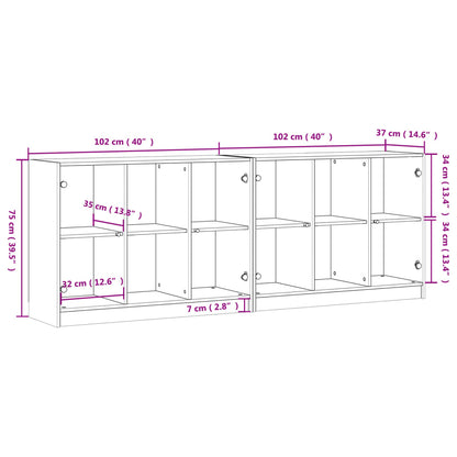 Bücherschrank mit Türen Schwarz 204x37x75 cm Holzwerkstoff