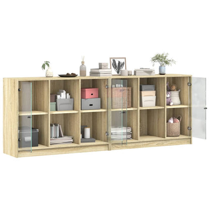 Bücherschrank mit Türen Sonoma-Eiche 204x37x75 cm Holzwerkstoff