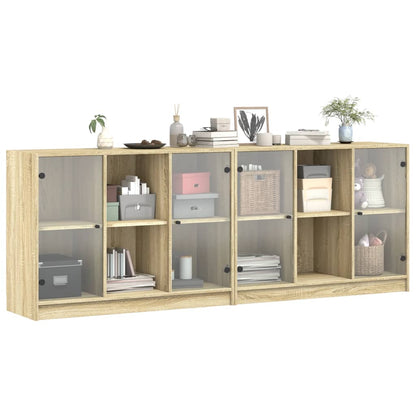 Bücherschrank mit Türen Sonoma-Eiche 204x37x75 cm Holzwerkstoff