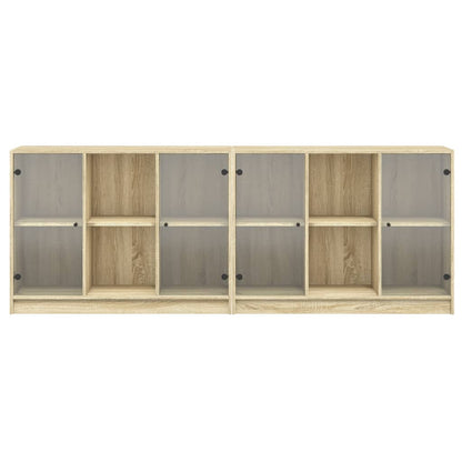 Bücherschrank mit Türen Sonoma-Eiche 204x37x75 cm Holzwerkstoff