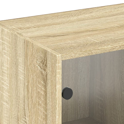 Bücherschrank mit Türen Sonoma-Eiche 204x37x75 cm Holzwerkstoff