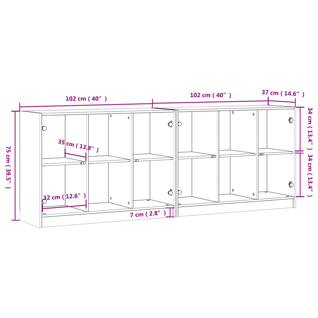 Bücherschrank mit Türen Betongrau 204x37x75 cm Holzwerkstoff