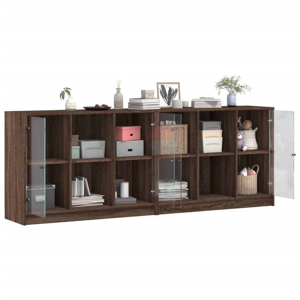 Bücherschrank mit Türen Braun Eichen-Optik 204x37x75 cm