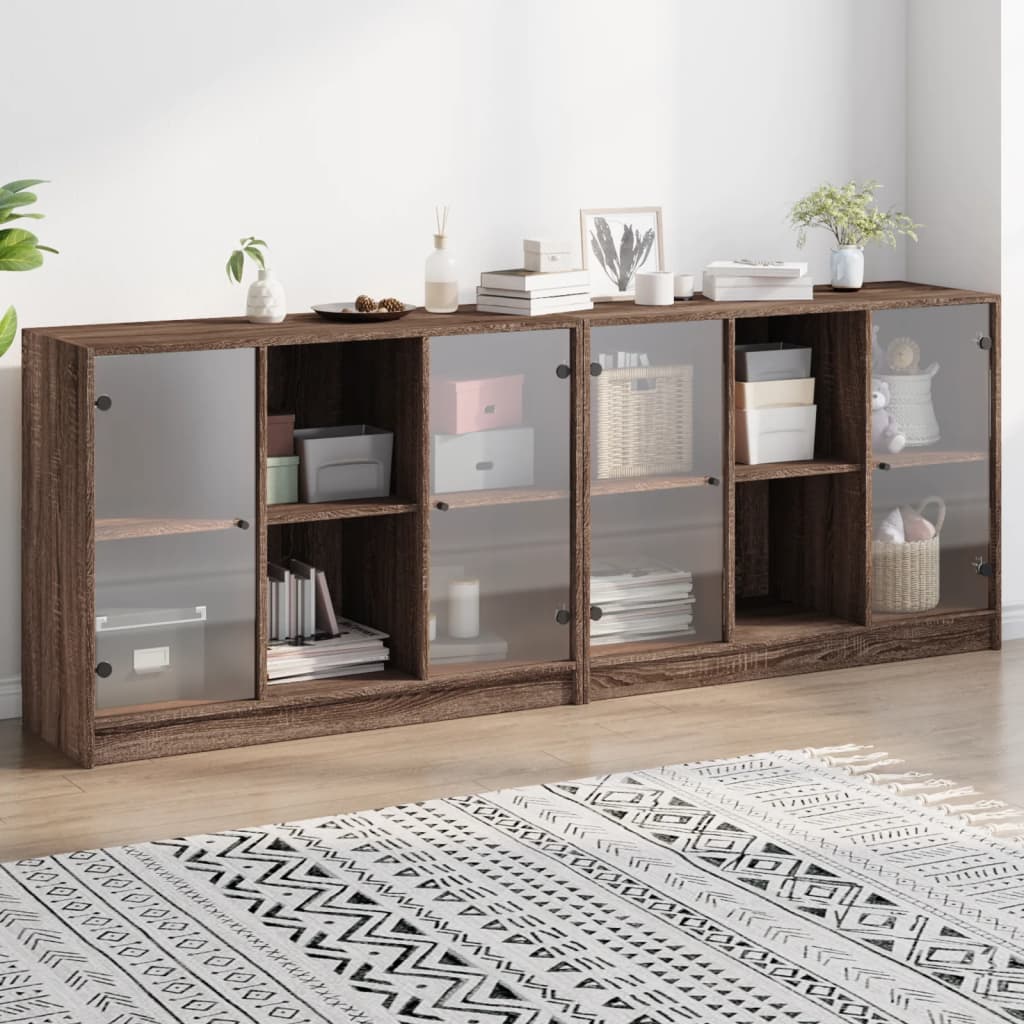 Bücherschrank mit Türen Braun Eichen-Optik 204x37x75 cm