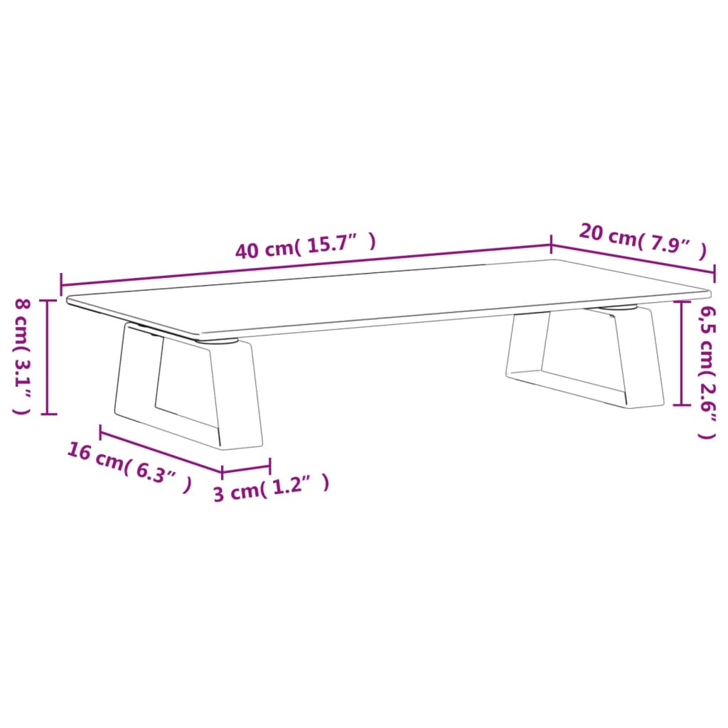 Monitorständer Weiß 40x20x8 cm Hartglas und Metall