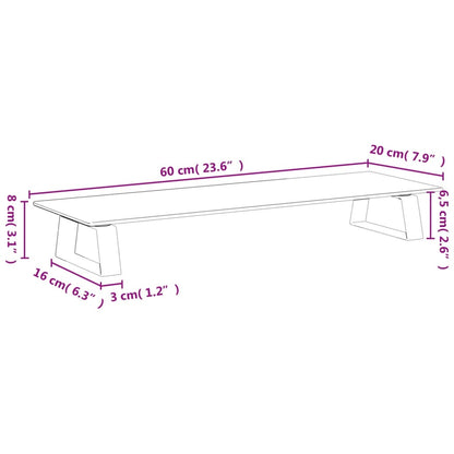 Monitorständer Weiß 60x20x8 cm Hartglas und Metall