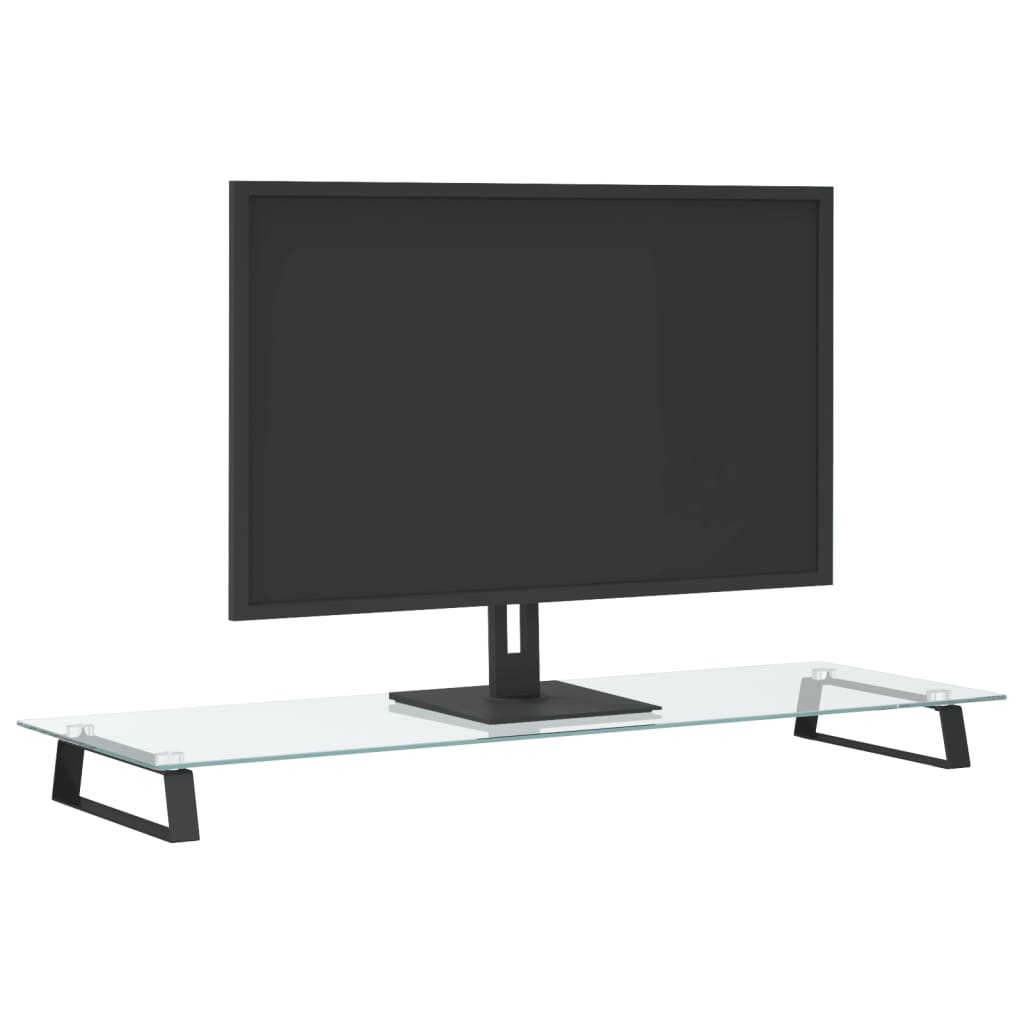 Monitorständer Schwarz 100x35x8 cm Hartglas und Metall