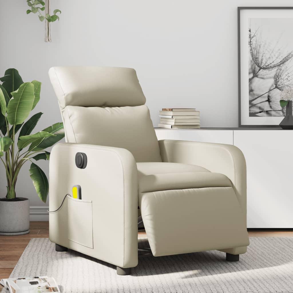 Massagesessel Elektrisch Creme Kunstleder