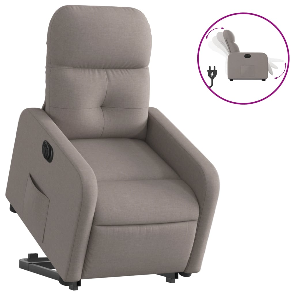 Relaxsessel mit Aufstehhilfe Elektrisch Taupe Stoff