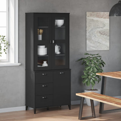 Highboard VIKEN Schwarz 80x40x190 cm Massivholz Kiefer