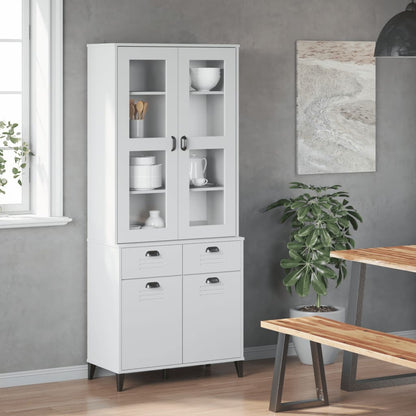 Highboard VIKEN Weiß 80x40x190 cm Massivholz Kiefer