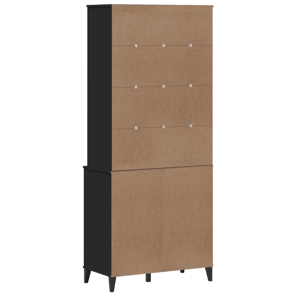 Highboard VIKEN Schwarz 80x40x190 cm Massivholz Kiefer