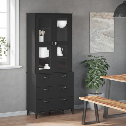 Highboard VIKEN Schwarz 80x40x190 cm Massivholz Kiefer