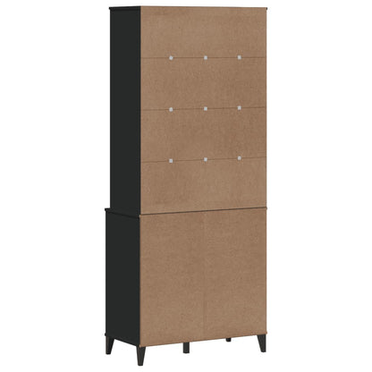 Highboard VIKEN Schwarz 80x40x190 cm Massivholz Kiefer