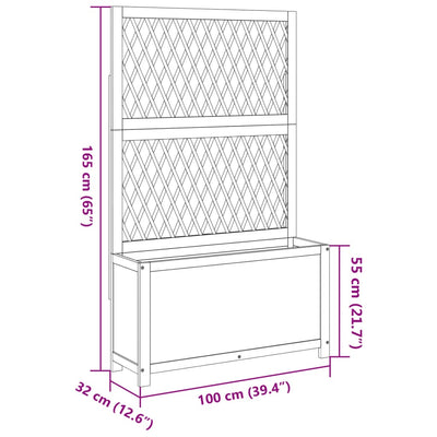 Pflanzkübel mit Rankgitter 100x32x165 cm Massivholz Akazie