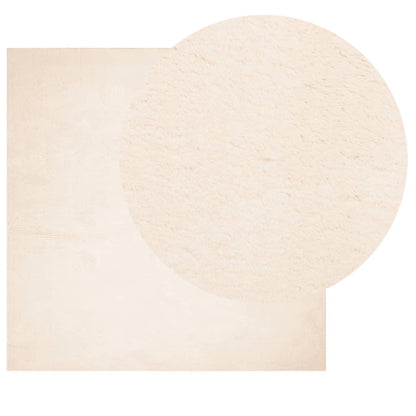 Teppich HUARTE Kurzflor Weich und Waschbar Beige 120x120 cm