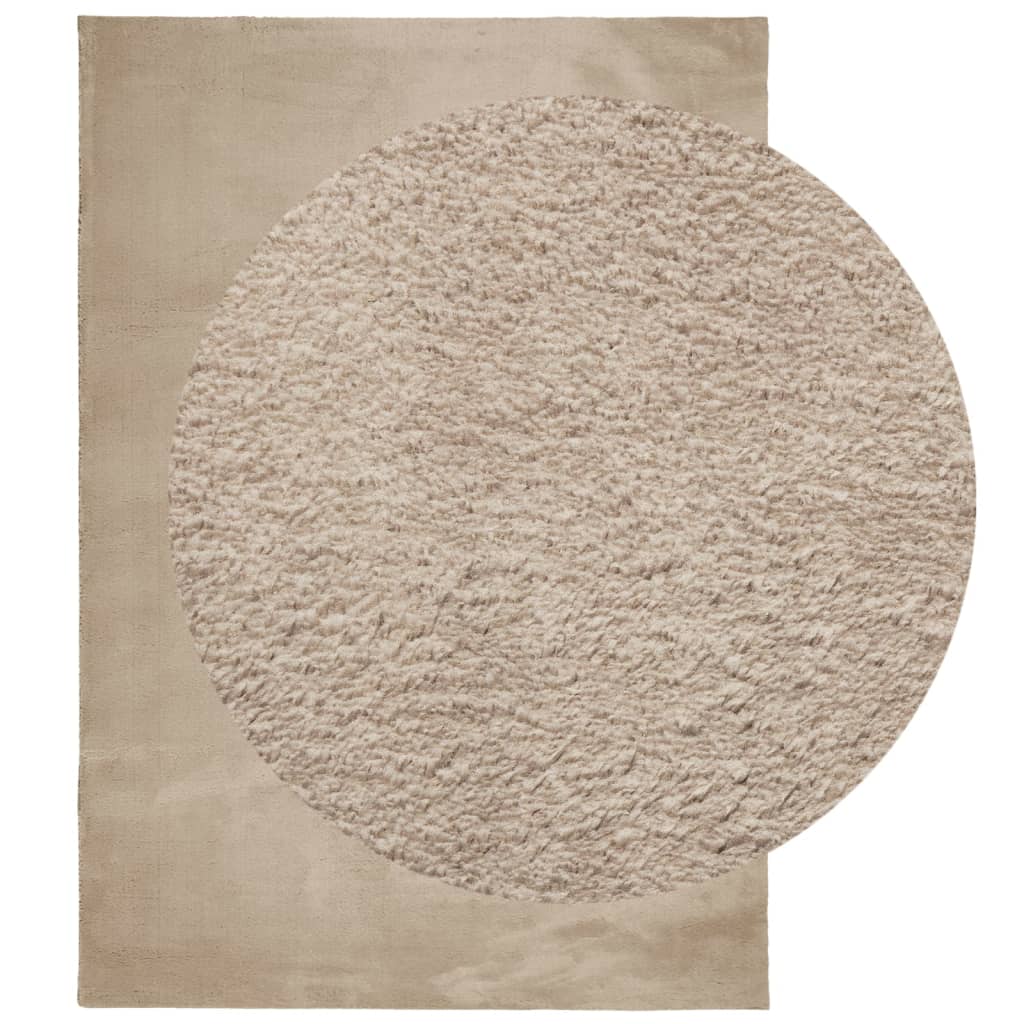 Teppich HUARTE Kurzflor Weich und Waschbar Sandfarben 140x200cm