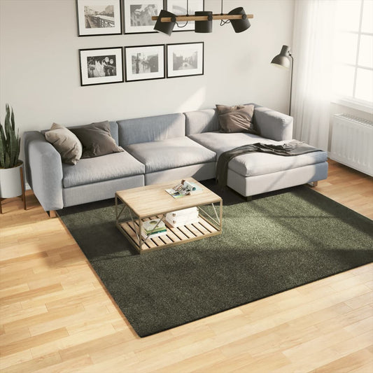 Teppich HUARTE Kurzflor Weich und Waschbar Waldgrün 240x240 cm