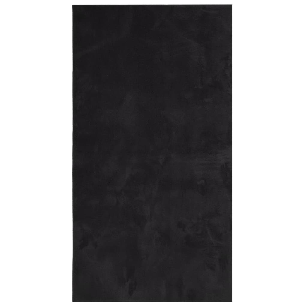 Teppich HUARTE Kurzflor Weich und Waschbar Schwarz 80x150 cm