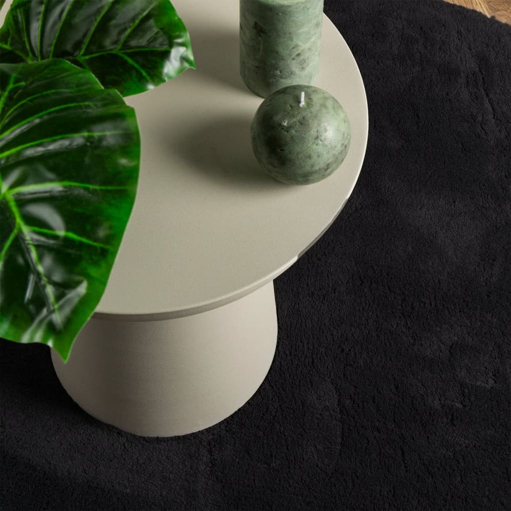 Tappeto a pelo corto HUARTE, morbido e lavabile, nero, Ø 160 cm