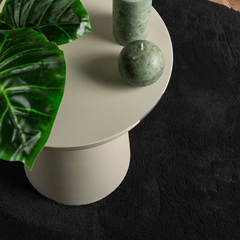 Teppich HUARTE Kurzflor Weich und Waschbar Schwarz Ø 200 cm