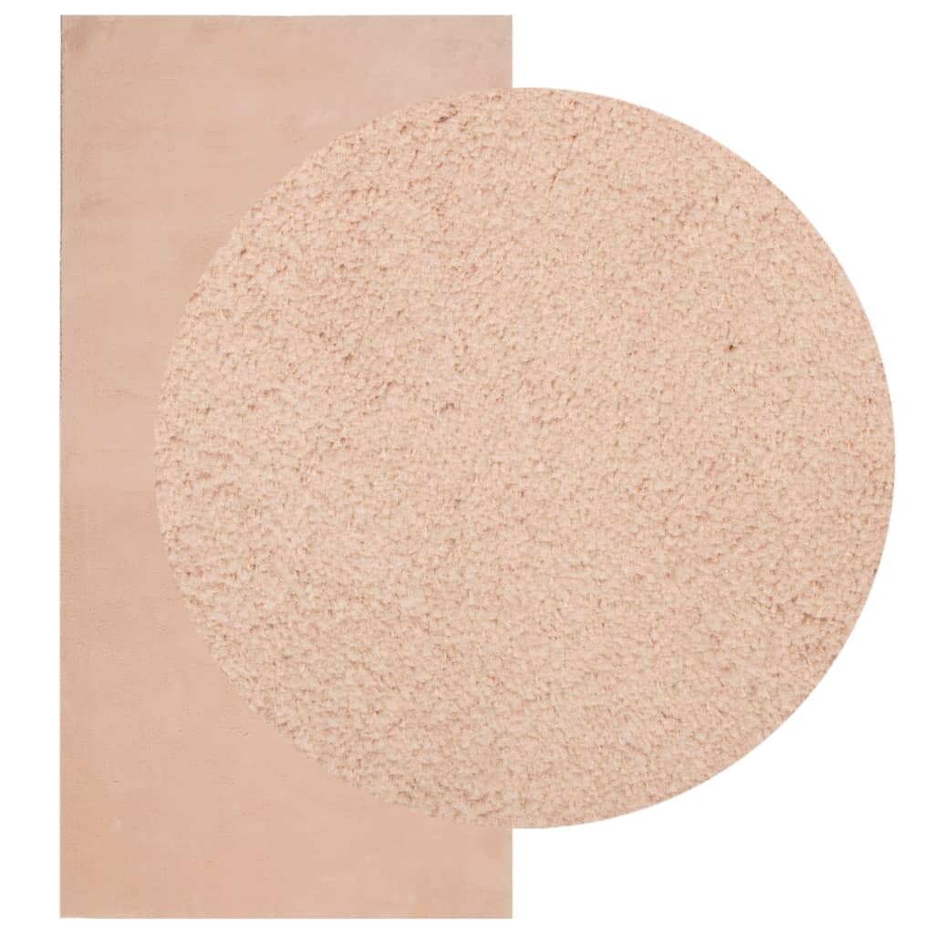 Tappeto a pelo corto HUARTE, morbido e lavabile, rosa pallido, 100x200 cm