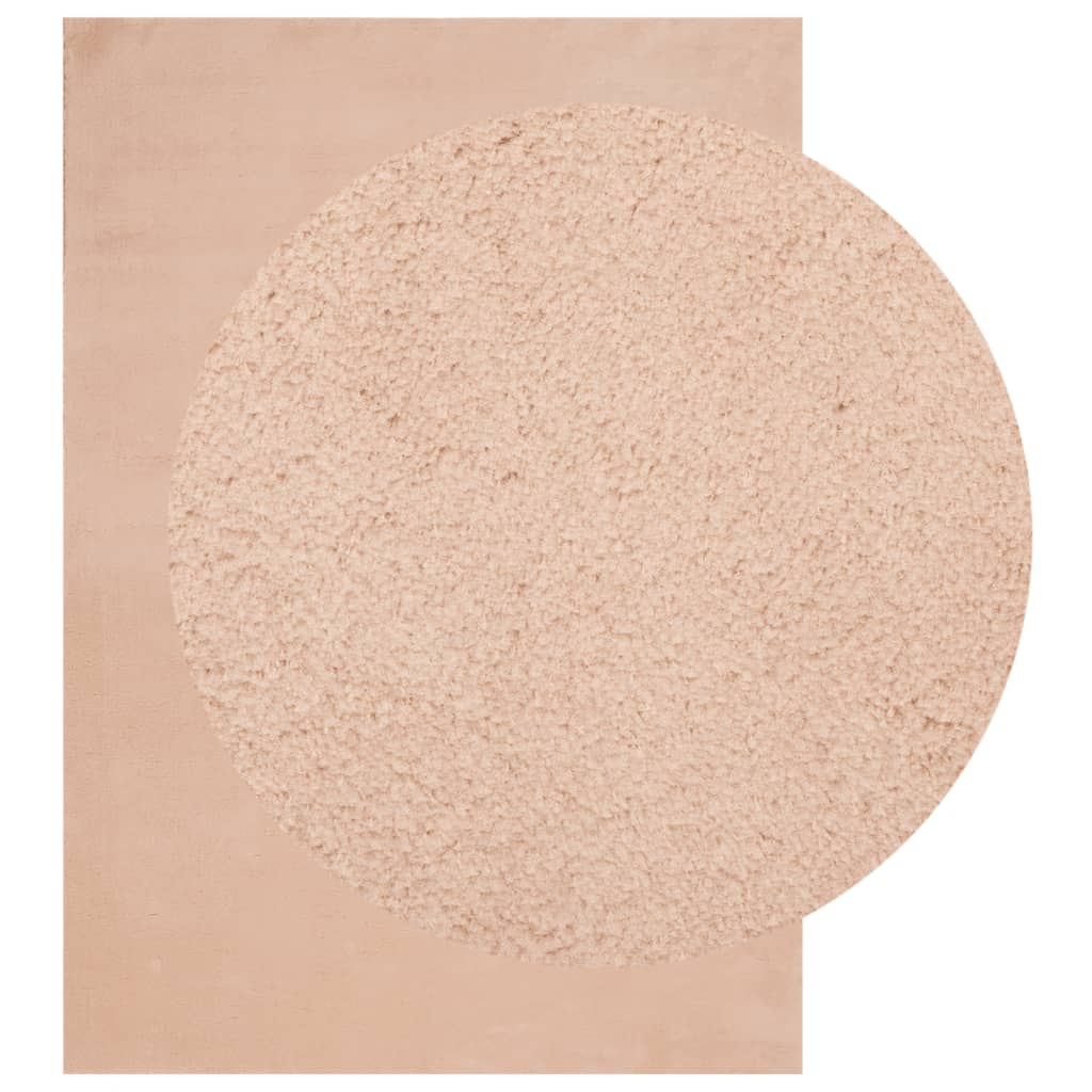 Tappeto a pelo corto HUARTE, morbido e lavabile, rosa pallido, 140x200 cm