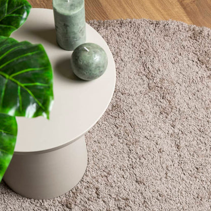 Shaggy-Teppich PAMPLONA Hochflor Modern Beige Ø 80 cm